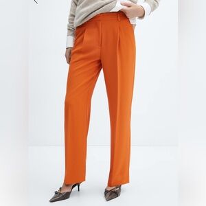 Mango Vibrant Orange Women's Trousers